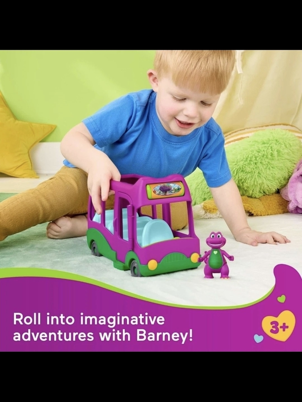 Fisher-Price Barney Bus Playset with Figure, Purple/Green, 9.1 in